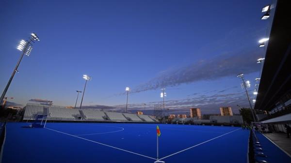 all of the lights: inside stade yves du manoir, the 1924 olympics venue which will be in use for paris 2024 hockey events. photo: aurelien meunier/getty images